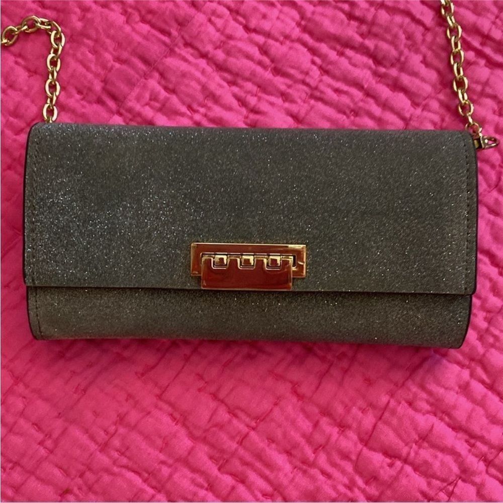 Zac Posen Gold Chain Strap Evening glitter Bag - Picture 3 of 11